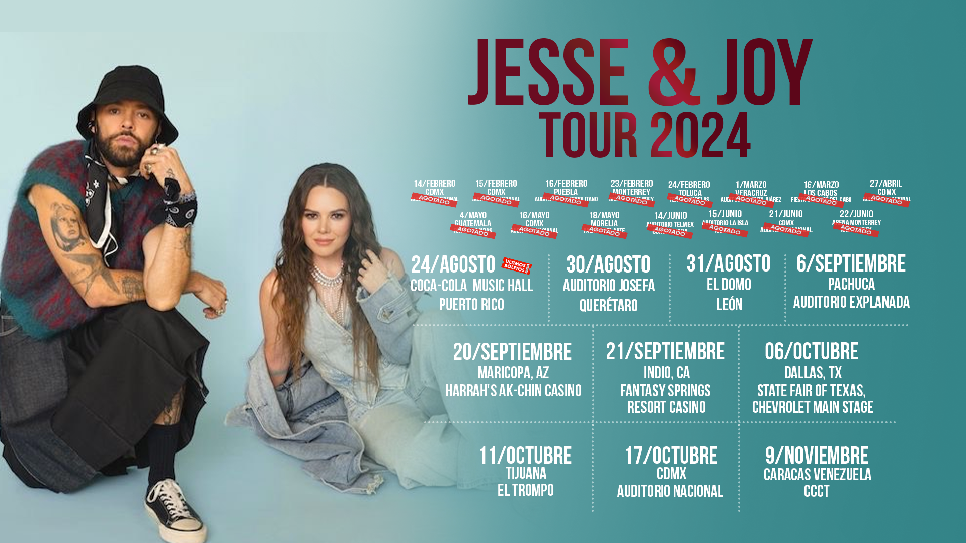 fechas tour 2024 de jesse & joy