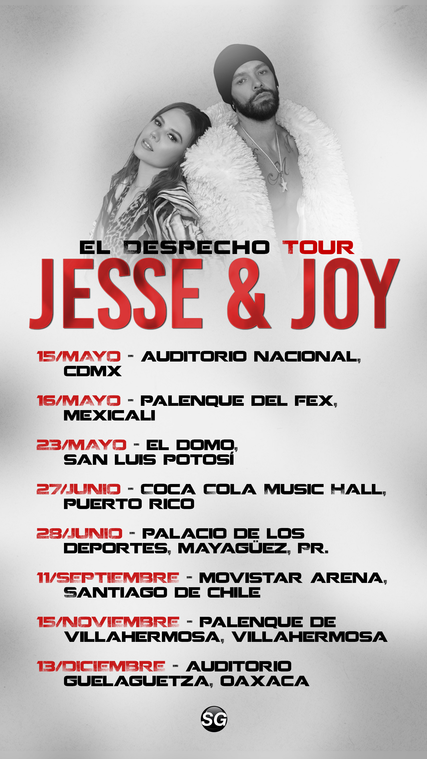 fechas tour Despecho 2025 de jesse & joy